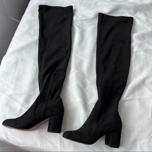 INC Rikkie Black Velvet Over the Knee Boots